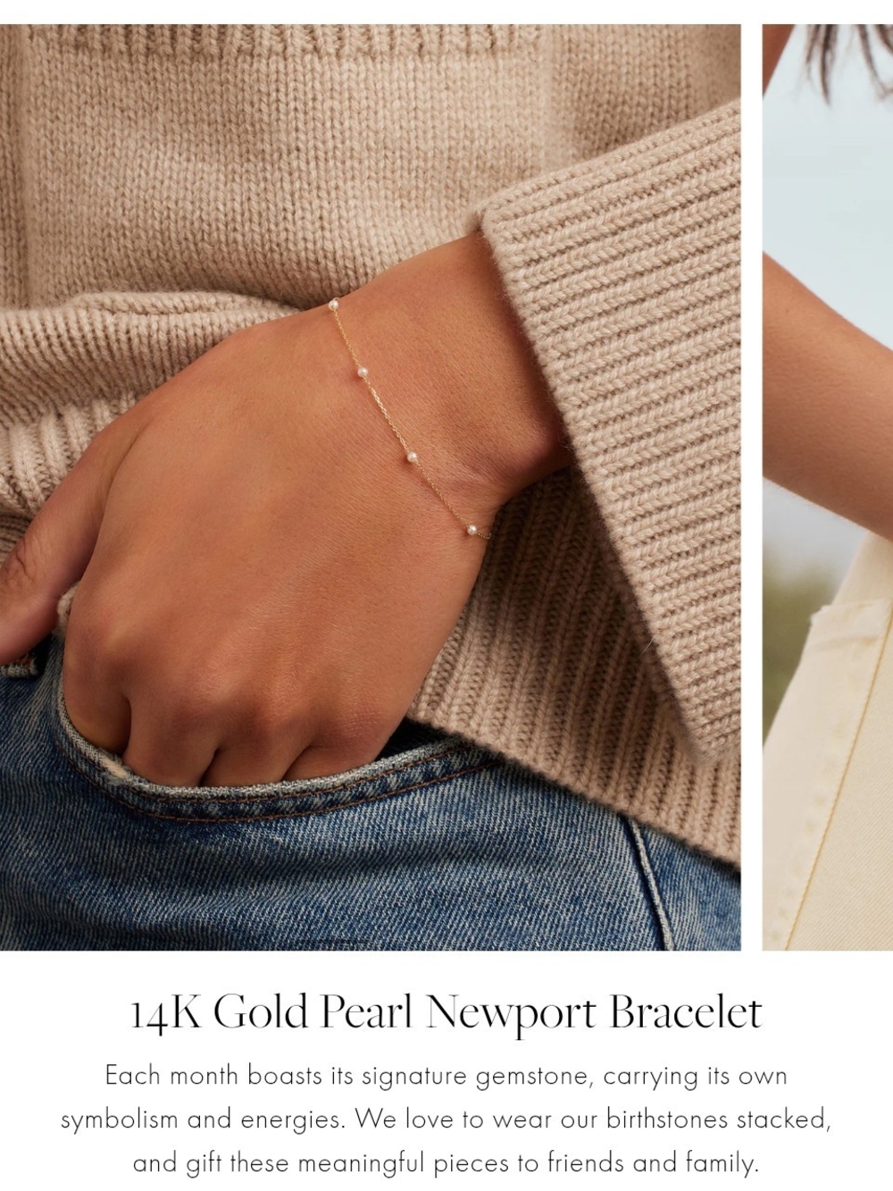 Gorjana Gold Pearl Chain Bracelet NWT - Picture 4 of 6